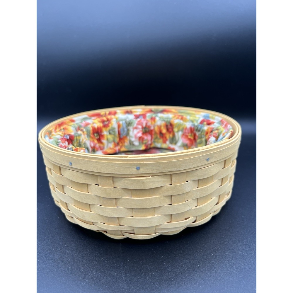 🧺Longaberger 2007 9" Round Keeping Basket w/ Liner & Protector-Natural– EUC🧺